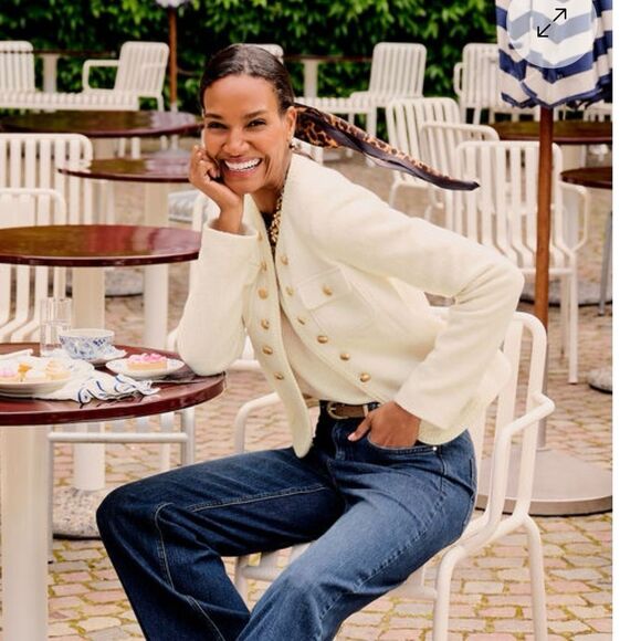 Talbots Berkshire Wool Blend Crop Blazer Jacket Cream Women 8 NWT Business - Picture 7 of 8